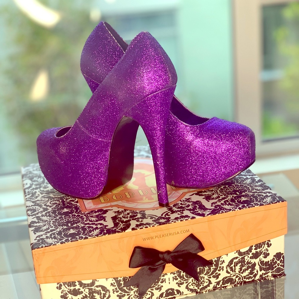 Glittery Purple Stiletto Heals